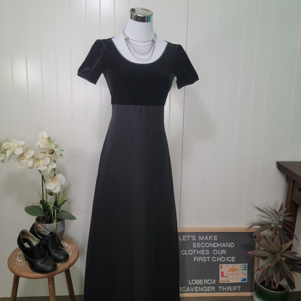 Y2K Stage Accents Whimisgoth Fairy Grunge Dark Romantic Velvet Maxi Dress Sz O - Picture 2 of 15